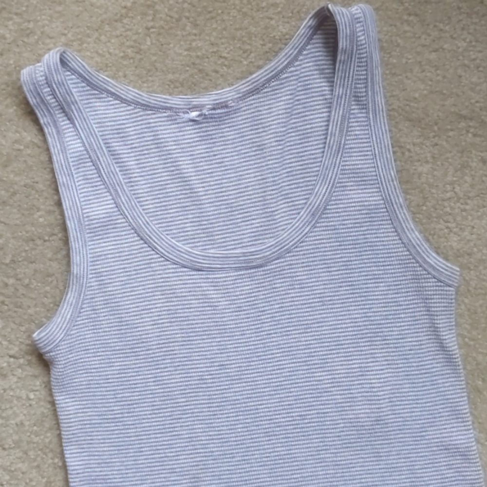 Tan and Brown Striped Tank Top . Size Small